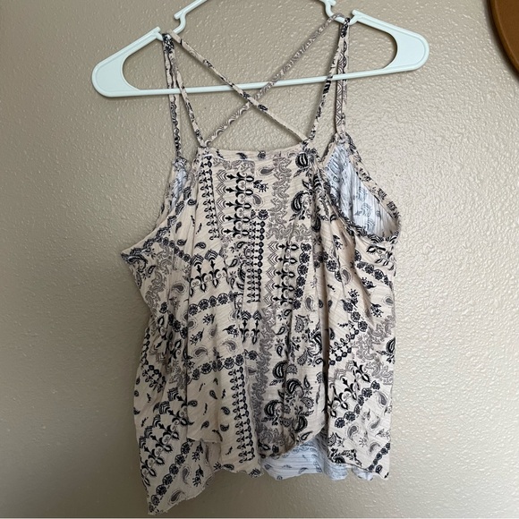 NWOT - FREE PEOPLE - WE THE FREE - Cream & Black Bandana Print - Strap Tank Top - Picture 2 of 11